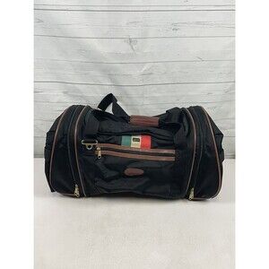 Vtg LARK Travel Duffle Bag Carry On Suitcase Luggage Soft Black Brown 20 inches